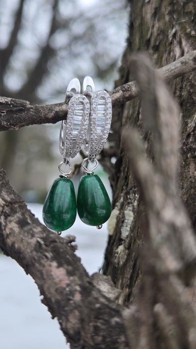 Cercei argint și jad