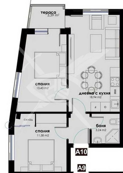 Тристаен апартамент в жк. Надежда 4 № 103351
