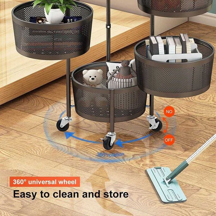 4-уровневая вращающаяся металлическая корзина – Премиум, черная, st2