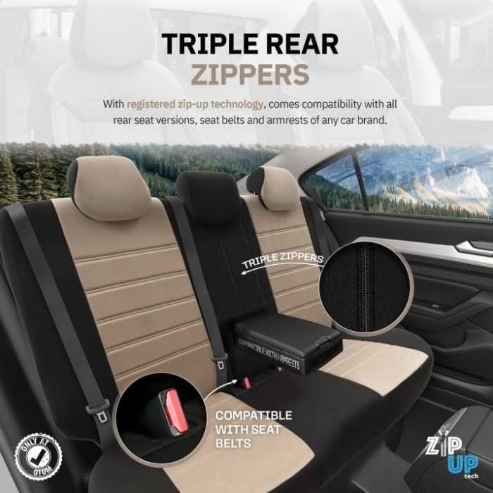 К-т Луксозна Тапицерия Automat-OTOM, Бежово-Черна, COMFORT 025