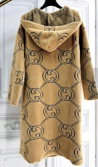 Луксозен топъл кардиган Gucci с качулка – ангора/кашмир/вълна, нов