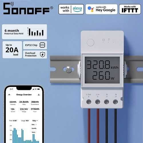 Sonoff Pow Elite - 16A WiFi смарт прекъсвач с вграден електромер