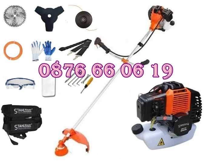 Четиритактов бензинов тример 74 куб., косачка за трева със самар