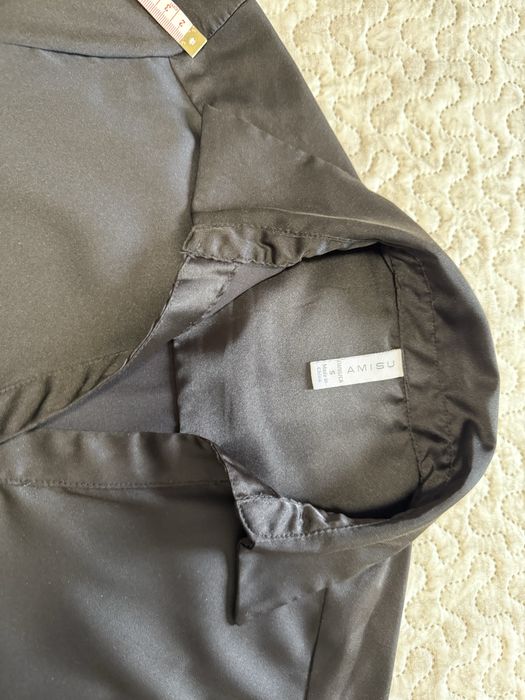 Bluza dama neagra eleganta satin AMISU marime S M