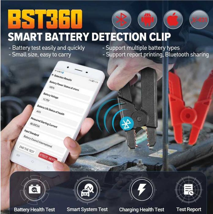 Tester Launch BST360 pt. baterii auto si acumulatori – Bluetooth