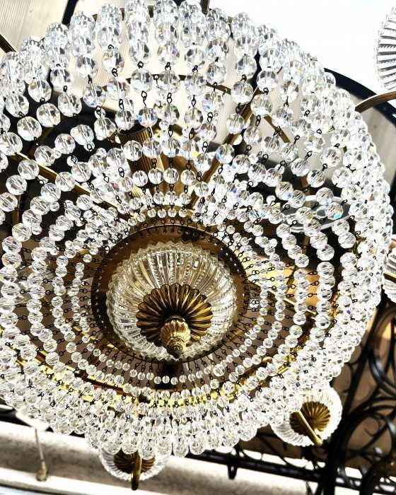 Elegant candelabru cu 8 brate-alama aurita-cristal-decor de lux-Italia