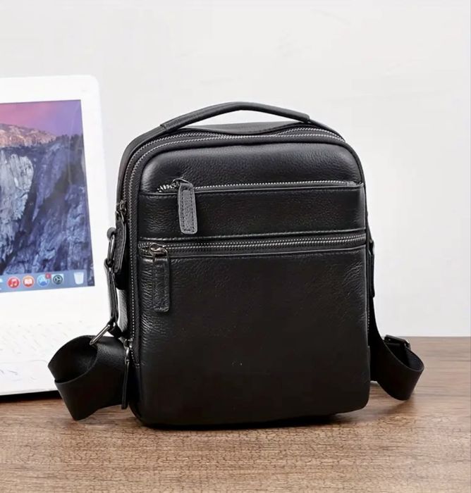 Мъжка, луксозна бутикова кожена чанта /Черна естест. кожа -10%Промоция