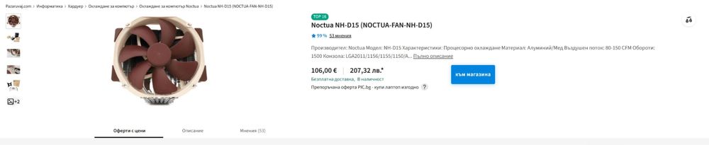 Охладител NH-D15 с 4 NF-A15 вентилатора