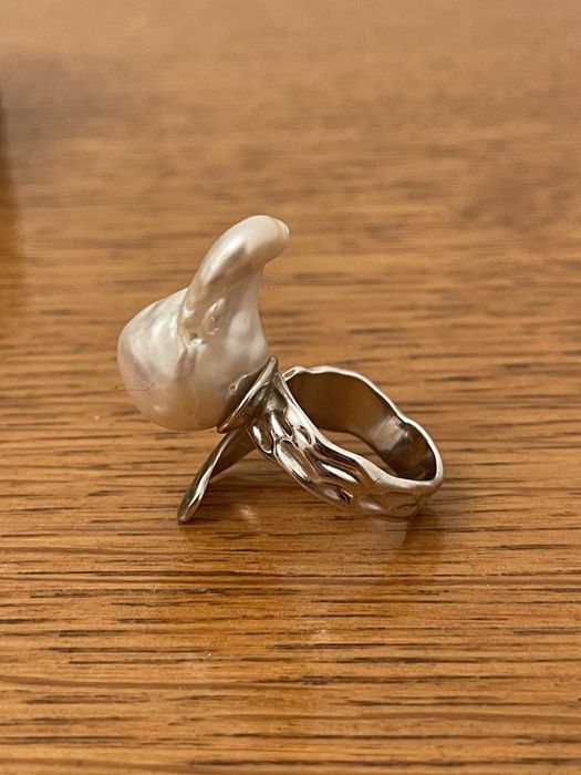 Inel 100% argint 925 cu perla imensa naturala baroque