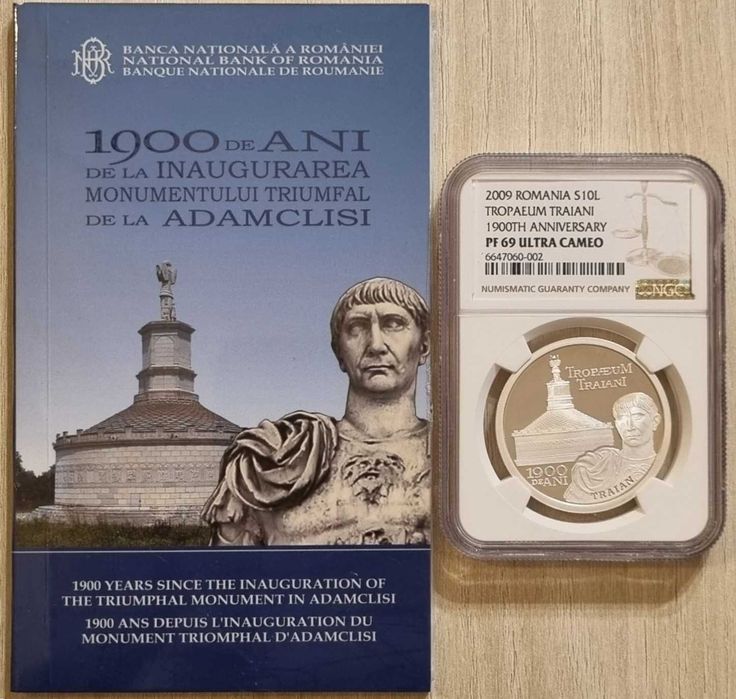 Moneda BNR 10 lei argint monumentul de la Adamclisi NGC PF 69 UC