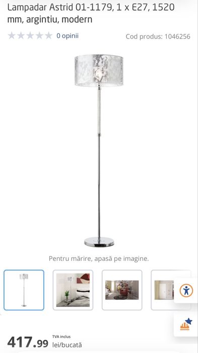 Lampadar -  1520 mm - argintie