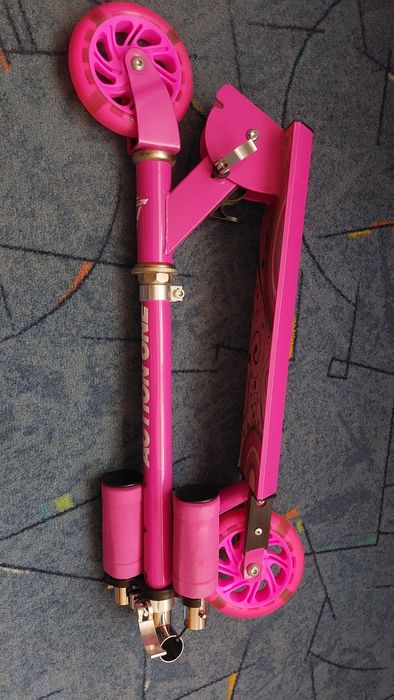 Trotineta fetițe, cadru aluminiu și oțel, PU(silicon), ABEC-5 Roz