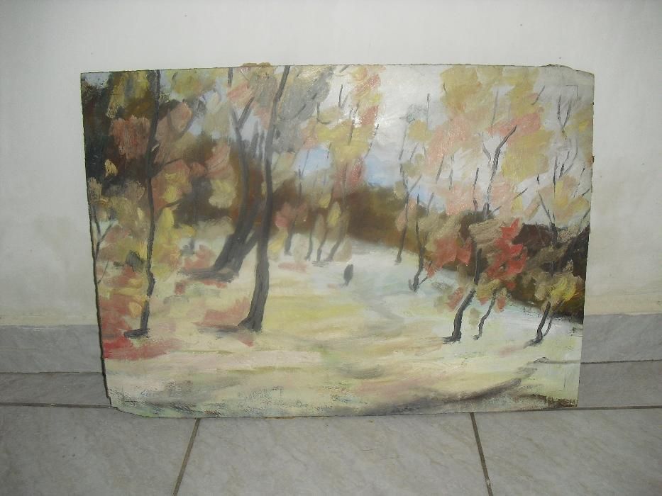 "Peisaj de Iarna " Leonard Slavu Tablou in Ulei circa 1970's