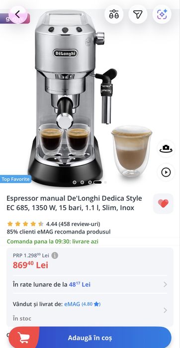 Expresor slim deloghi ca nou