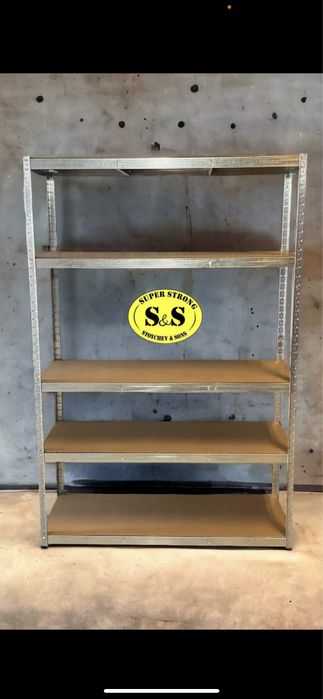 Български метални стелажи SuperStrong с 5 нива до 100  кг всяко