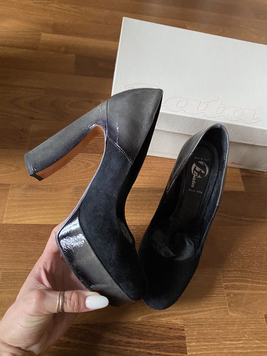 Pantofi Bata marimea 36 piele naturala negri cu gri ca noi