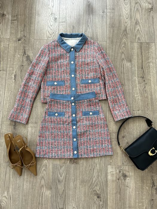 Maje costum tweed fusta si sacou