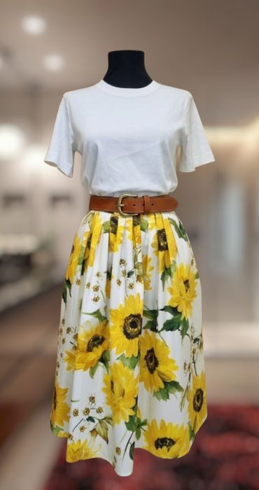 Fusta midi floarea soarelui Hallhuber