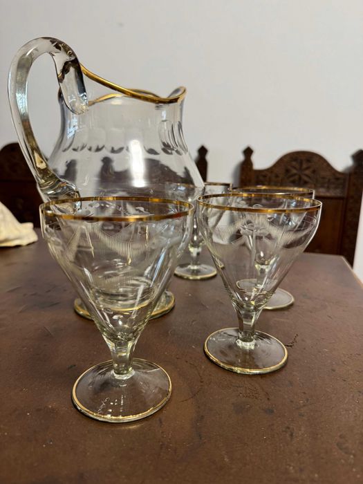 Set carafa + 4 pahare cristal
