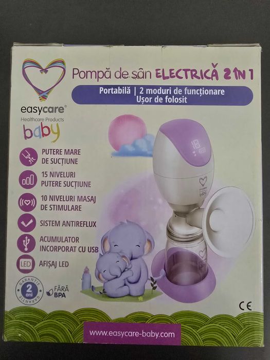 Pompa electrică sâni EasyCare Baby 2în1, nouă, sigilată, 80 lei neg.