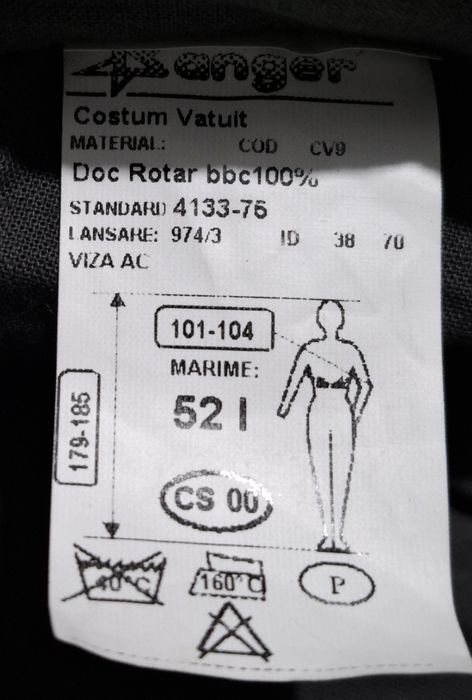 Costum vătuit nr. 52 I