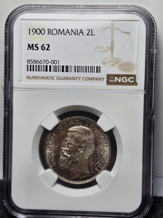 2 lei 1900 MS62 NGC  moneda