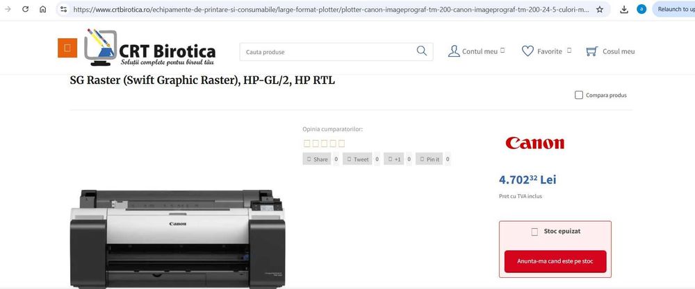 Plotter canon imageprograf tm 200