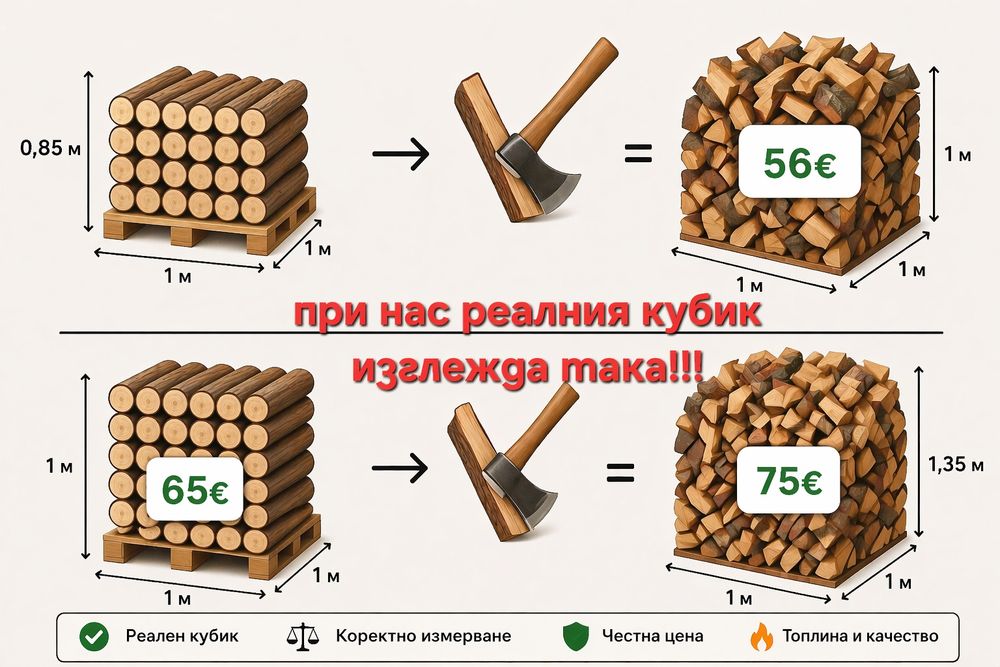 Рязане и цепене на дърва за огрев