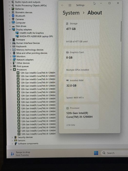 Dell Precision 5570`i9-12900H/RTX A2000/32GB DDR5/512GB NVMe/WUXGA