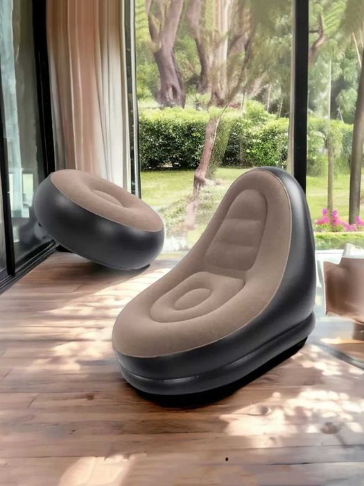 Кресло и пуфик надувной, в комплекте 2 в 1, насос в комплекте