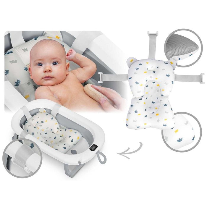 Вана за деца Ricokids RK-287, сгъваема,с термометър и вложка,бяло-сива