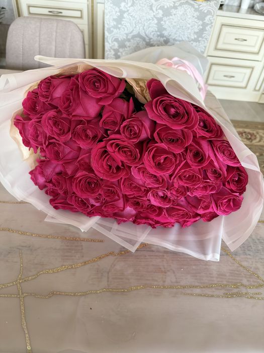 51 штук роза, свежий, упаковкасы жақсы, розовый роза