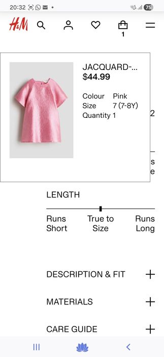 Rochie jacard 7-8 ani hM