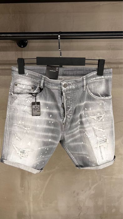 Blugi scurti dsquared 2 gri pictati premium