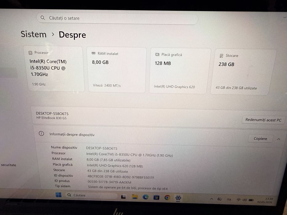 Hp Elitebook 830 G5 TOUCH i5