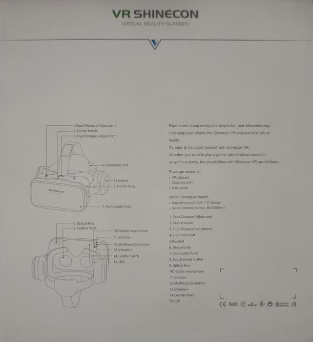 Blutusli VR Ochki VR Box Naushnikli / 7 dyumgacha telefonlar tushadi