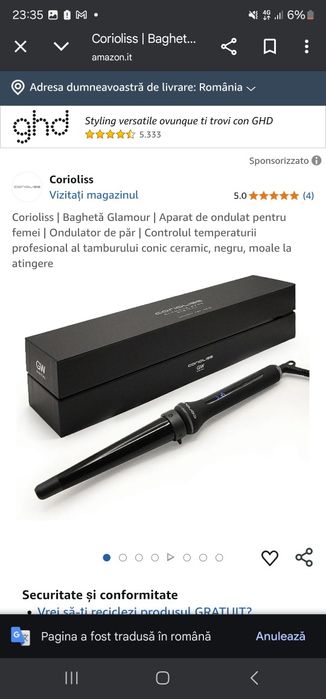 Corioliss Ondulator de păr Glamour wand digital