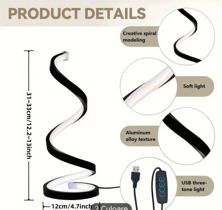 Lampă modernă spirală