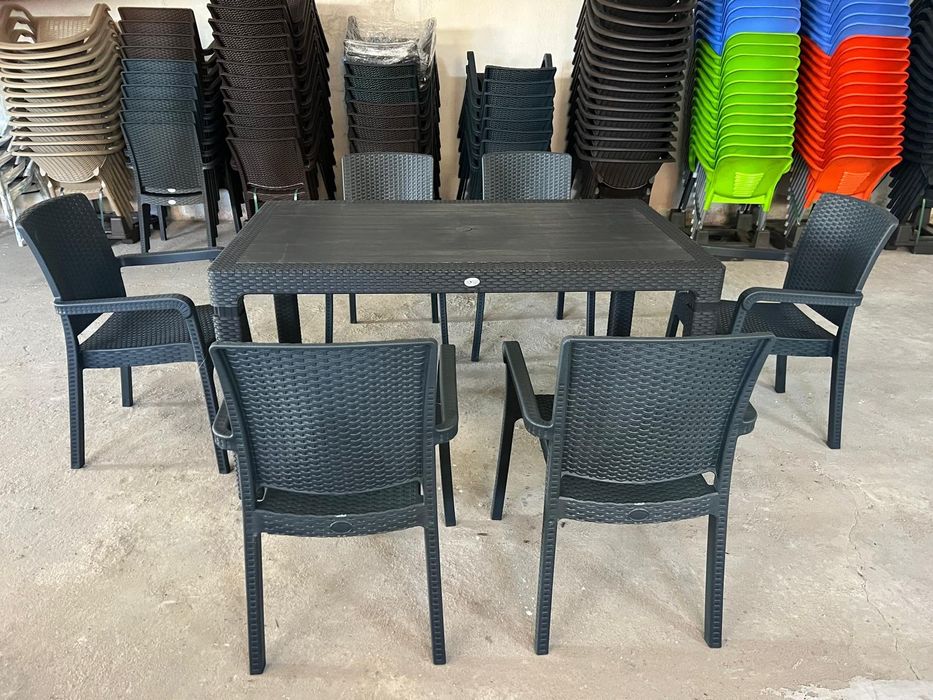 Супер здрав Градински комплект с6 стола и маса 90/150см