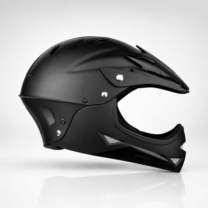 Кросова каска DOWNHILL Full Face, Матово черна, EN Сертификат, Размер S/M