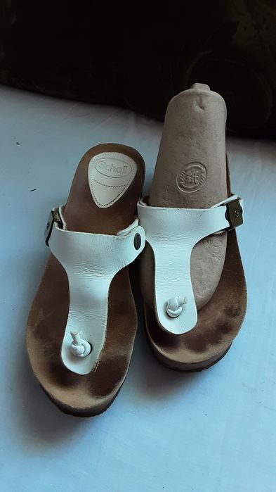 Saboți Scholl de piele naturala albi mărimea 38