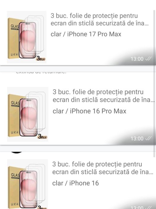 Set de 3 buc-Folie protecție telefon iPhone 16,16 Pro Max