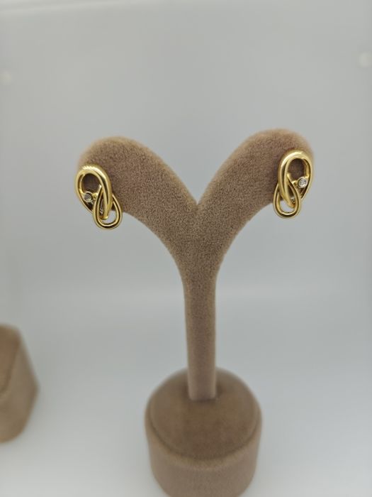 Cercei aur 18k 3.10gr cu diamante naturale (r)