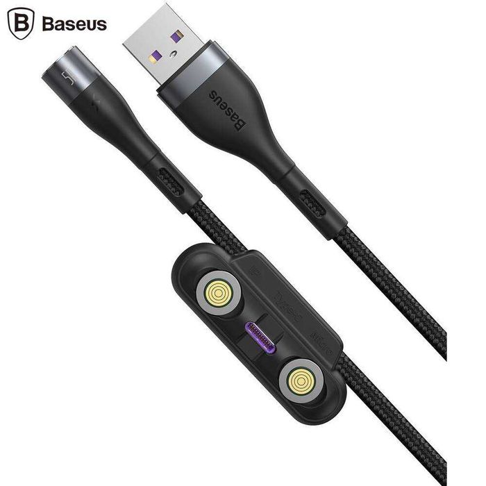 Baseus Zinc Magnetic Safe Fast Charging Data Cable USB M+L+C 5A USB A