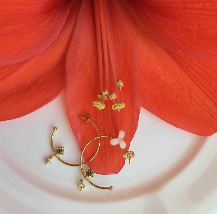 Серьги-кольца Mirabella (cеребро, хризолит)