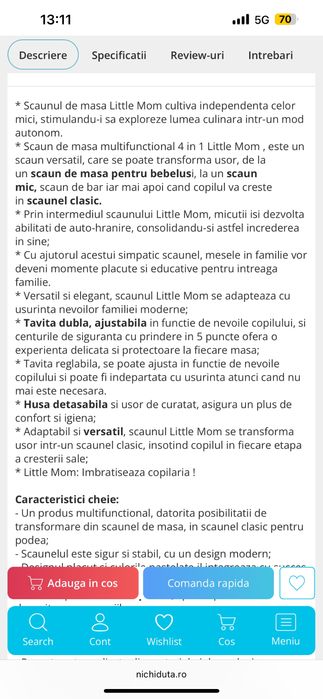 Masuta de copii  albastra