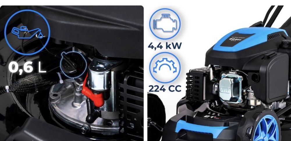 Мощна бензинова самоходна косачка Hexwelt KS-224 (10 к.с., 56 см ширина)
