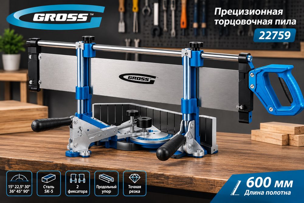 Прецизионная торцовочная пила GROSS 22759, 600 мм