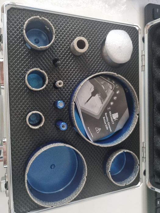 Set burghie si carote diamantate pentru gresie / porțelan / ceramică – 12 piese