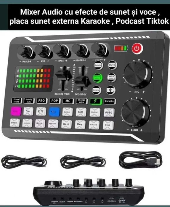 Placa de sunet externa cu Bluetooth și efecte de sunet ( Versiune cu acumulator autonomie 8 ore)